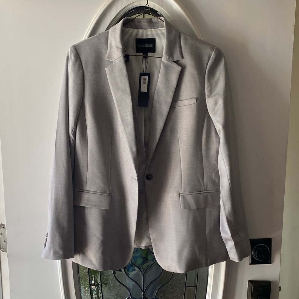 Banana Republic Light Gray Long and Lean Blazer